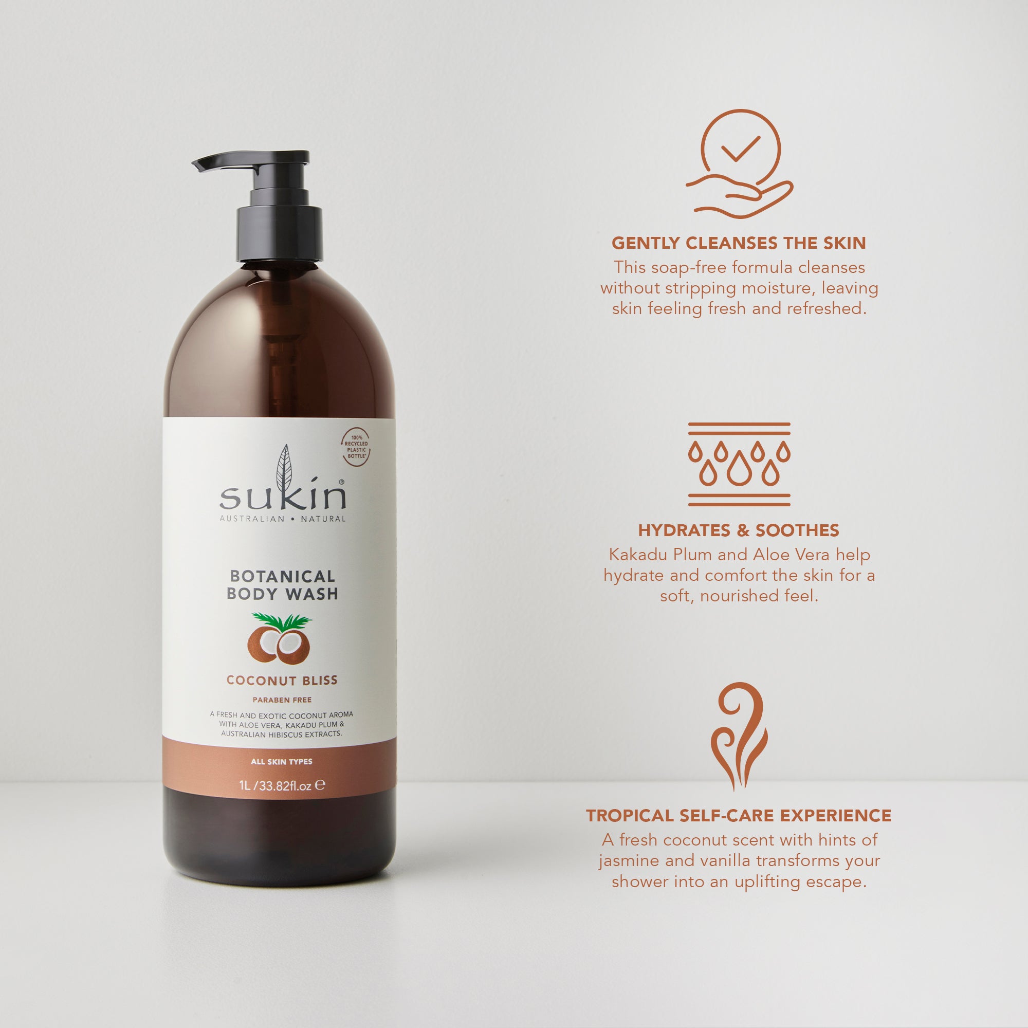 SUKIN BOTANICAL BODY WASH | COCONUT BLISS | 1L