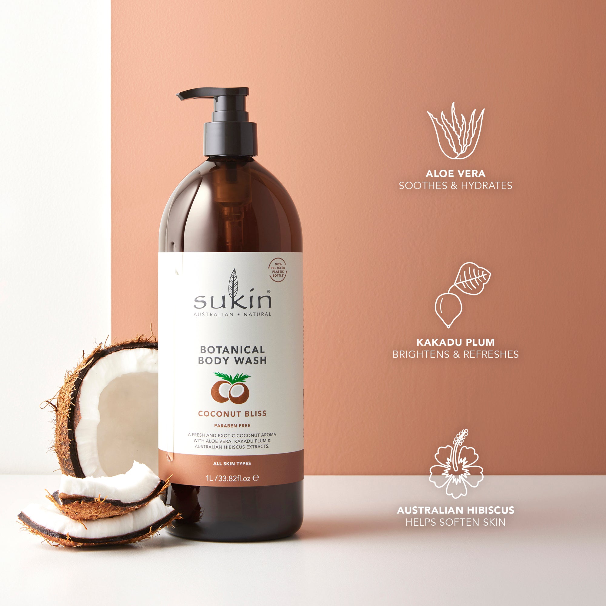 SUKIN BOTANICAL BODY WASH | COCONUT BLISS | 1L