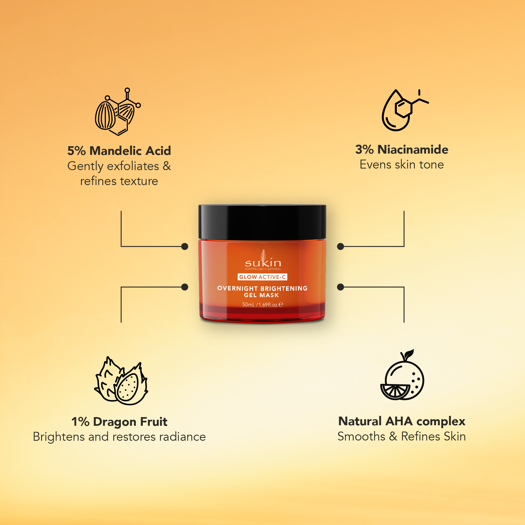 GLOW ACTIVE-C OVERNIGHT BRIGHTENING GEL MASK | 50ML