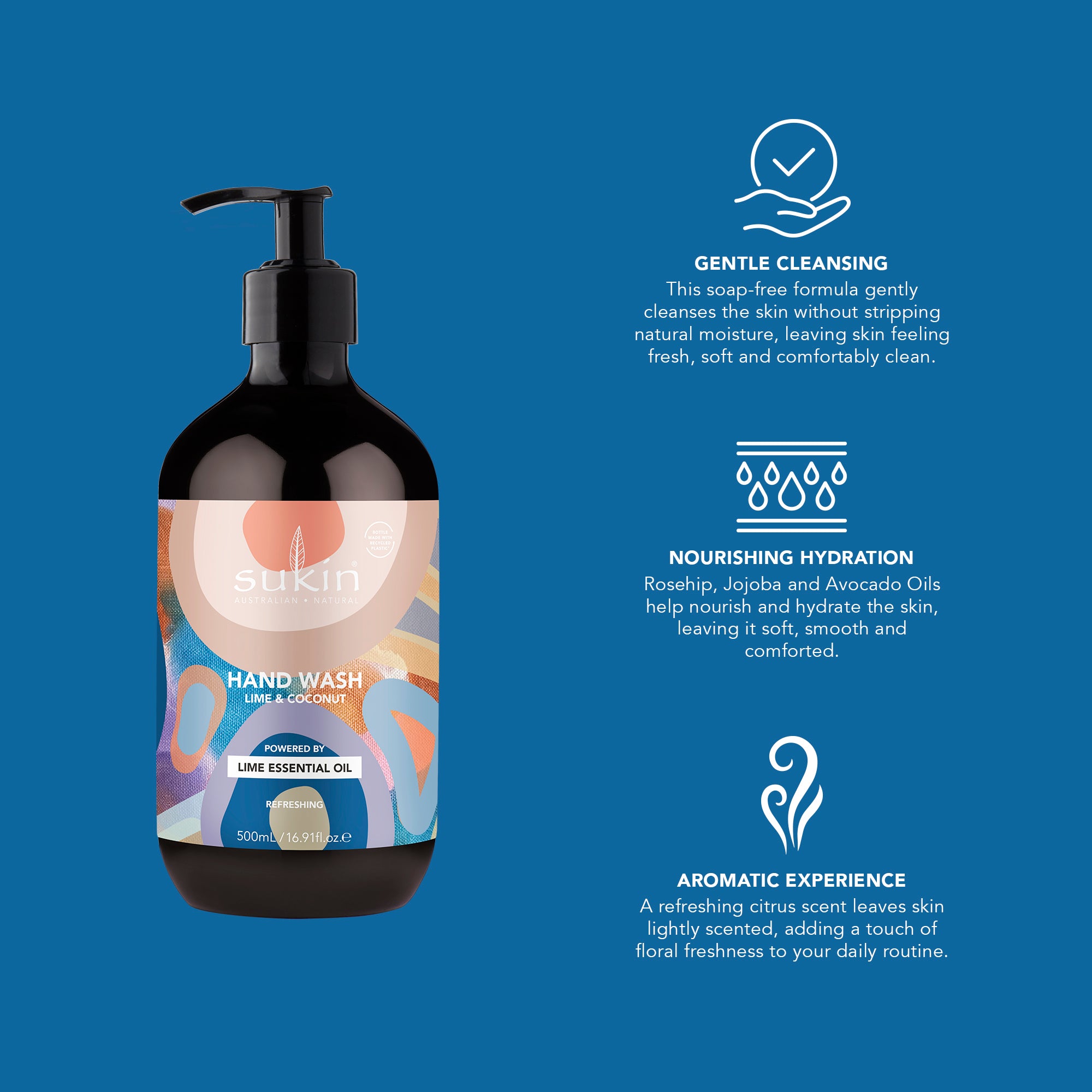 SUKIN ART SERIES OCEAN FLOW HAND WASH LIME &amp; COCONUT 500mL