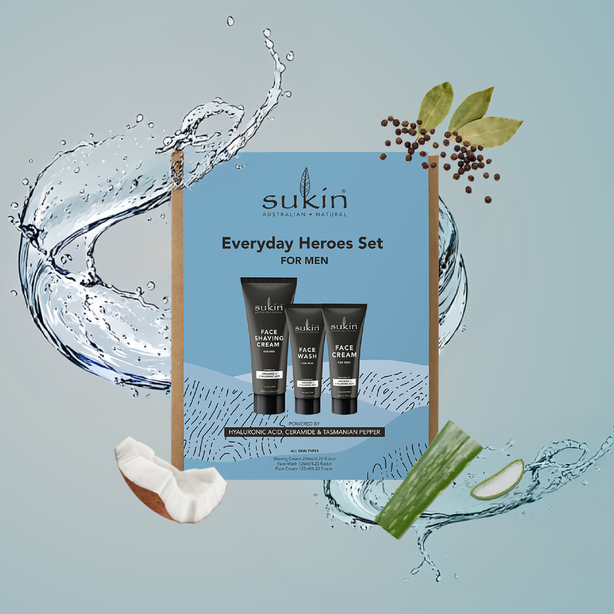 SUKIN EVERYDAY HEROES SET FOR MEN GIFT PACK