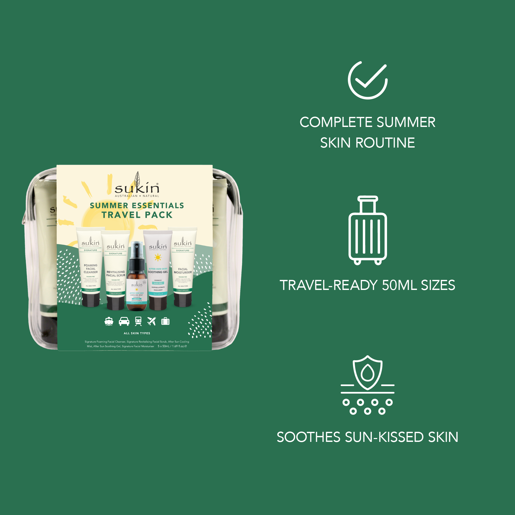 SUKIN SUMMER ESSENTIALS TRAVEL PACK
