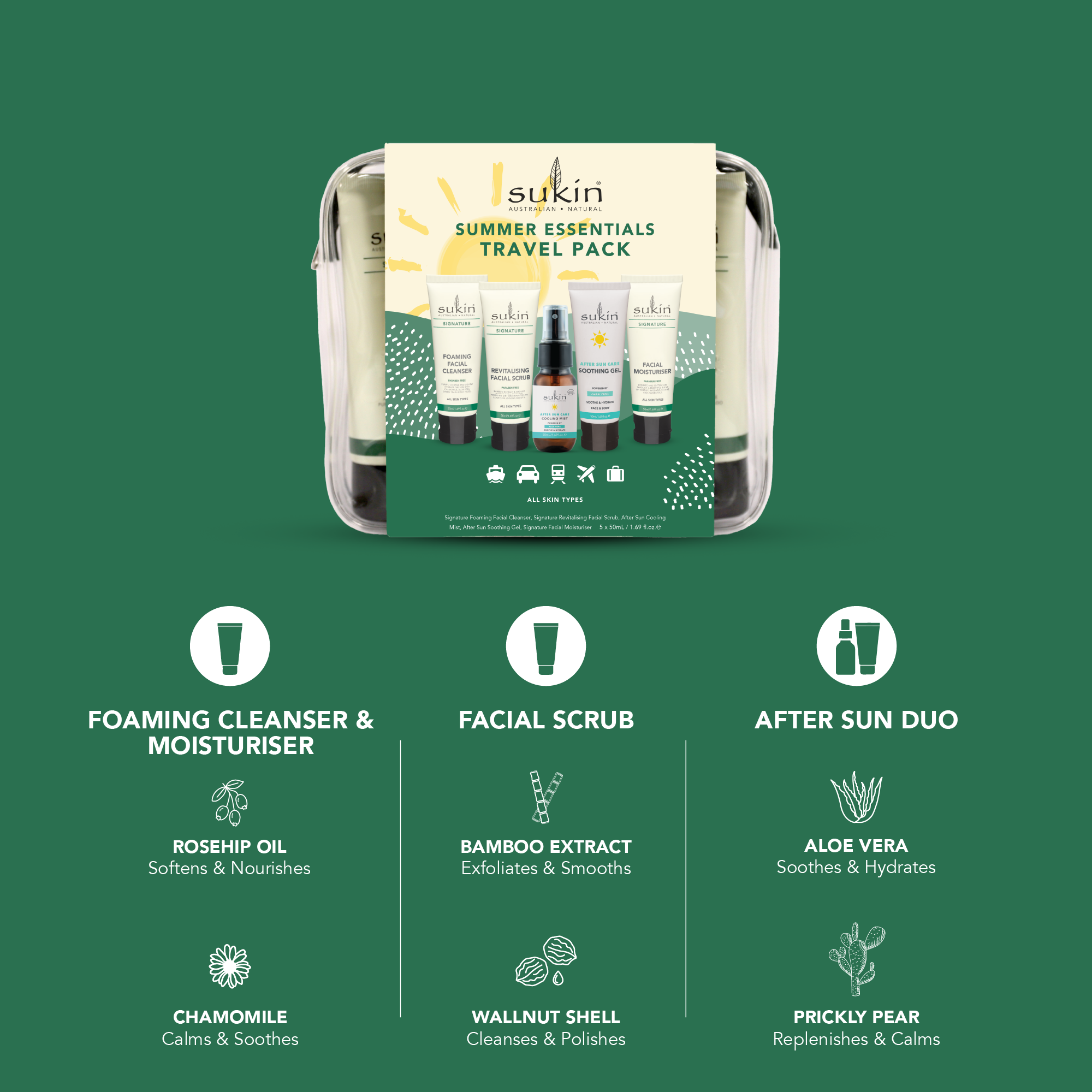 SUKIN SUMMER ESSENTIALS TRAVEL PACK