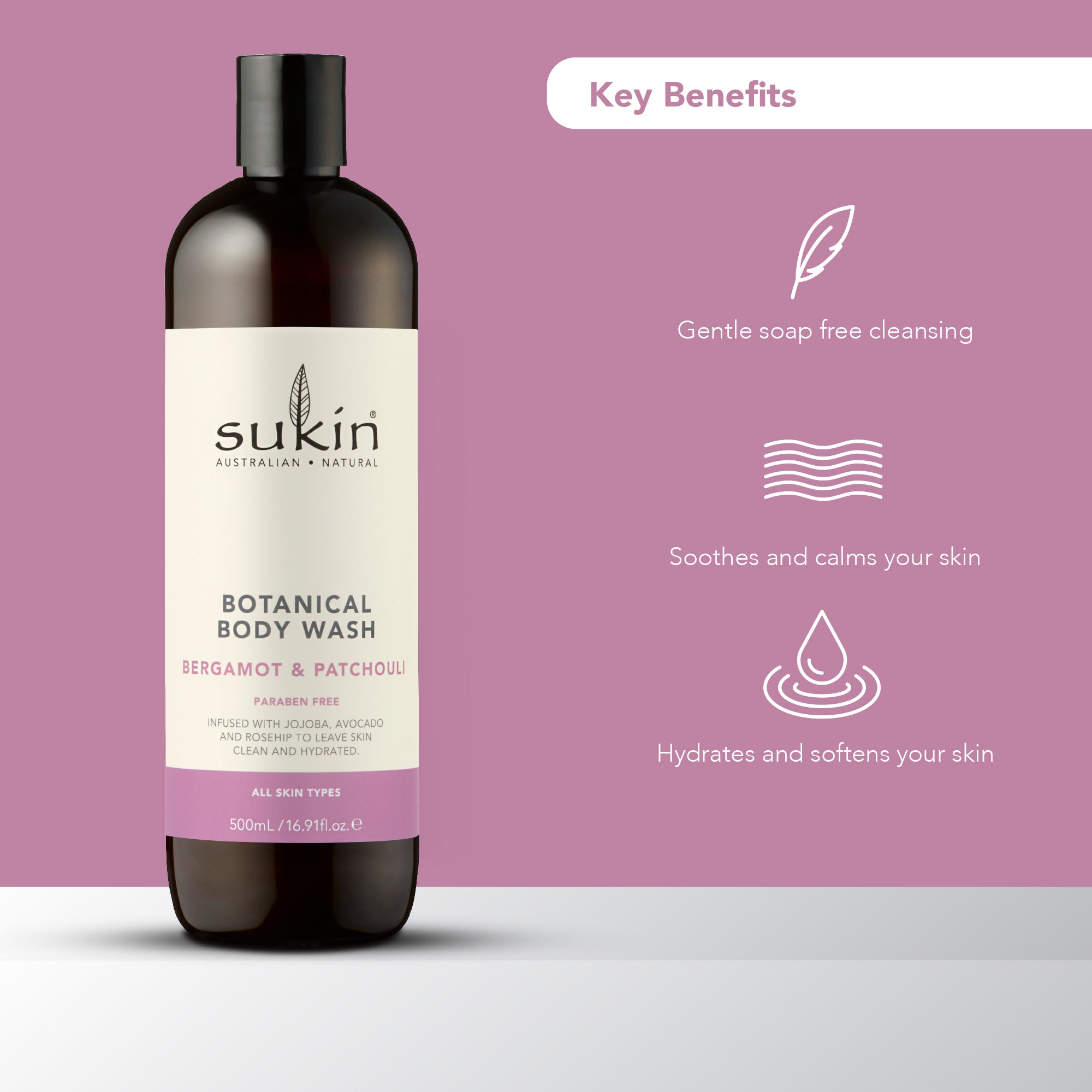 BOTANICAL BODY WASH | BERGAMOT &amp; PATCHOULI | 500 mL