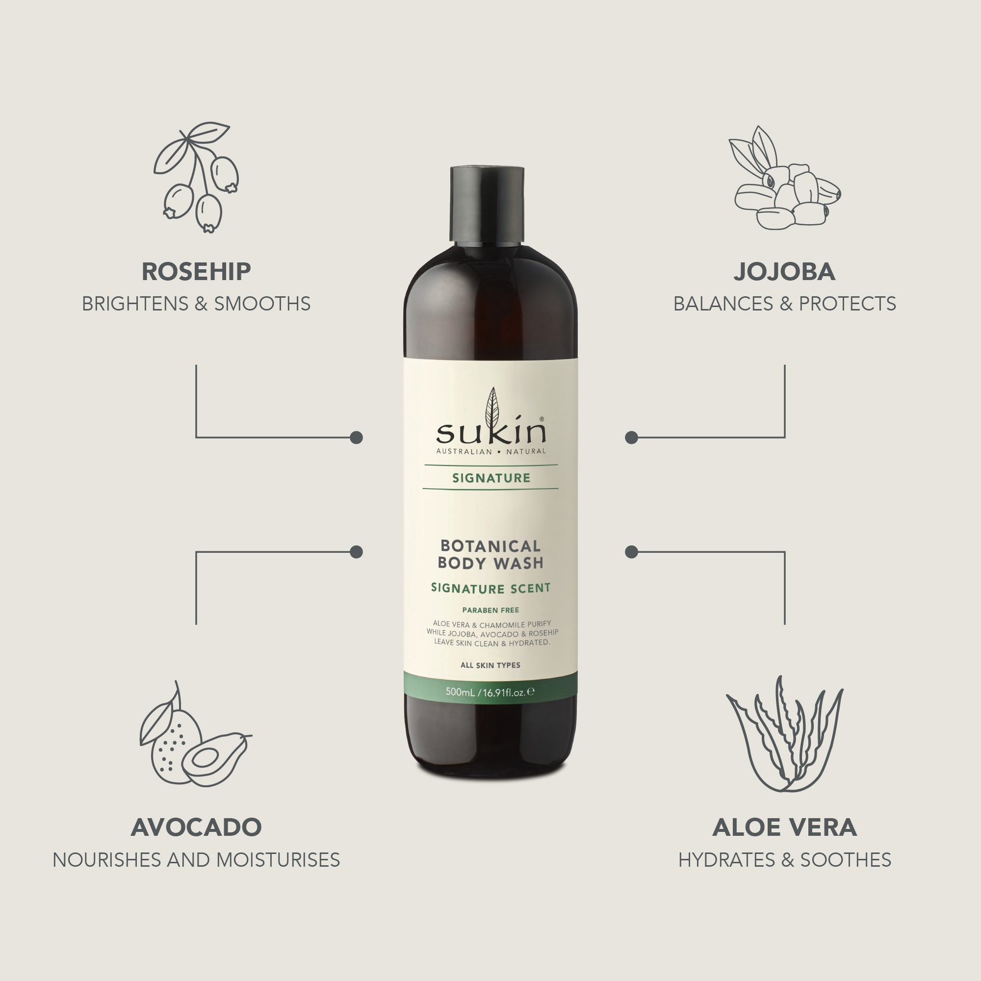 BOTANICAL BODY WASH | SIGNATURE SCENT | 500 mL