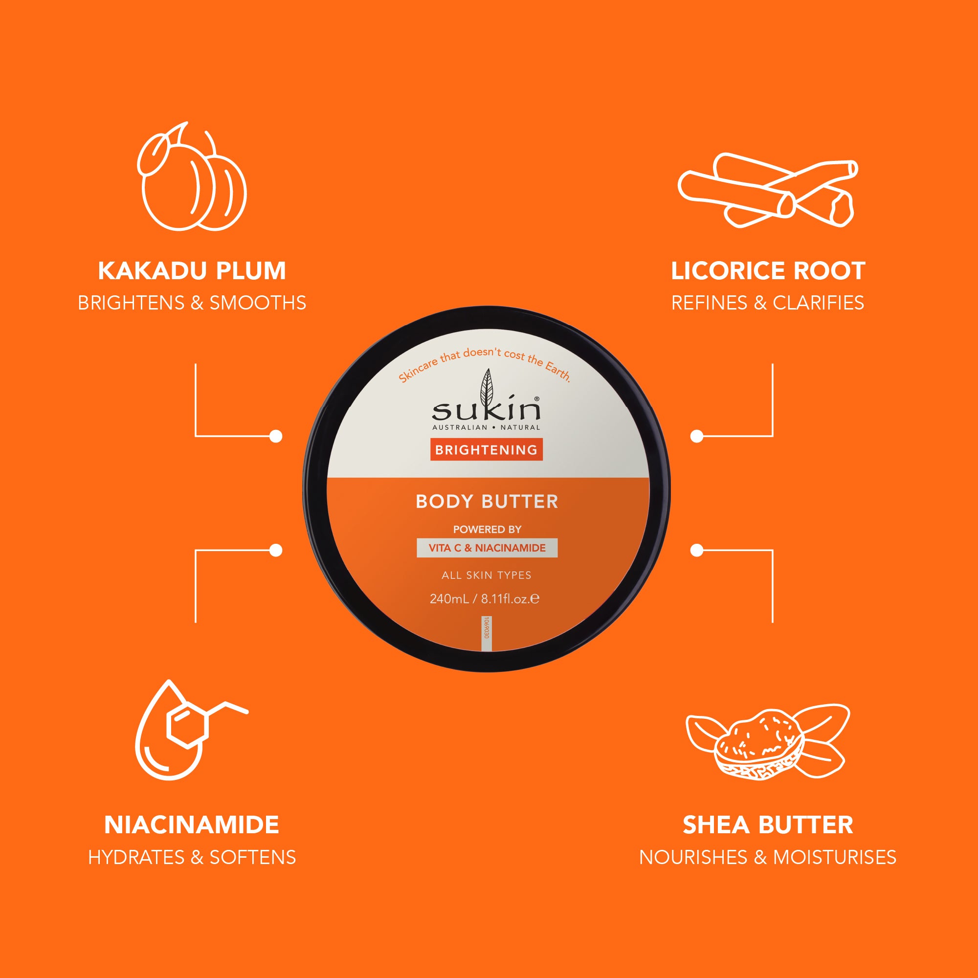 SUKIN BRIGHTENING BODY BUTTER | 240ML