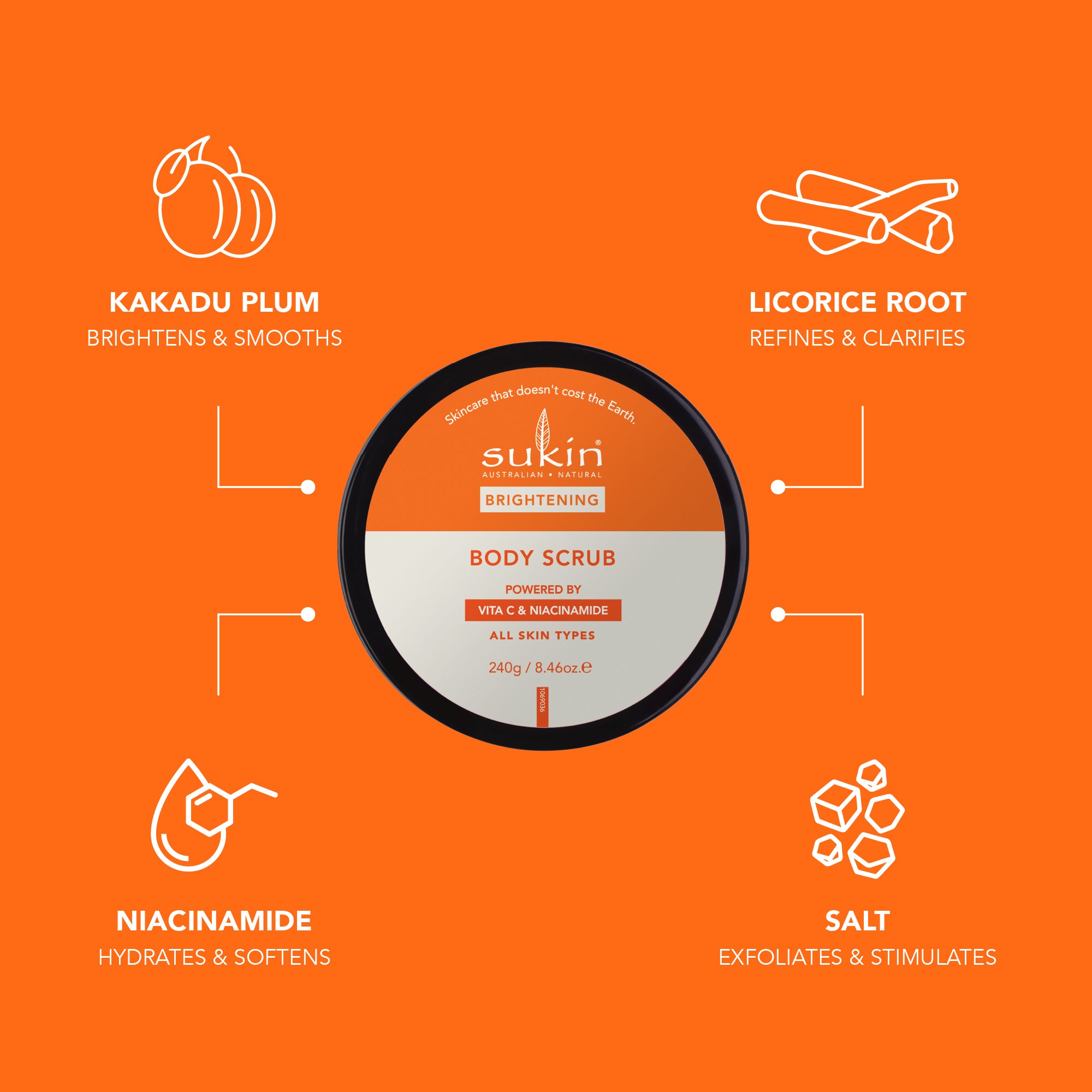 SUKIN BRIGHTENING BODY SCRUB  | 240g