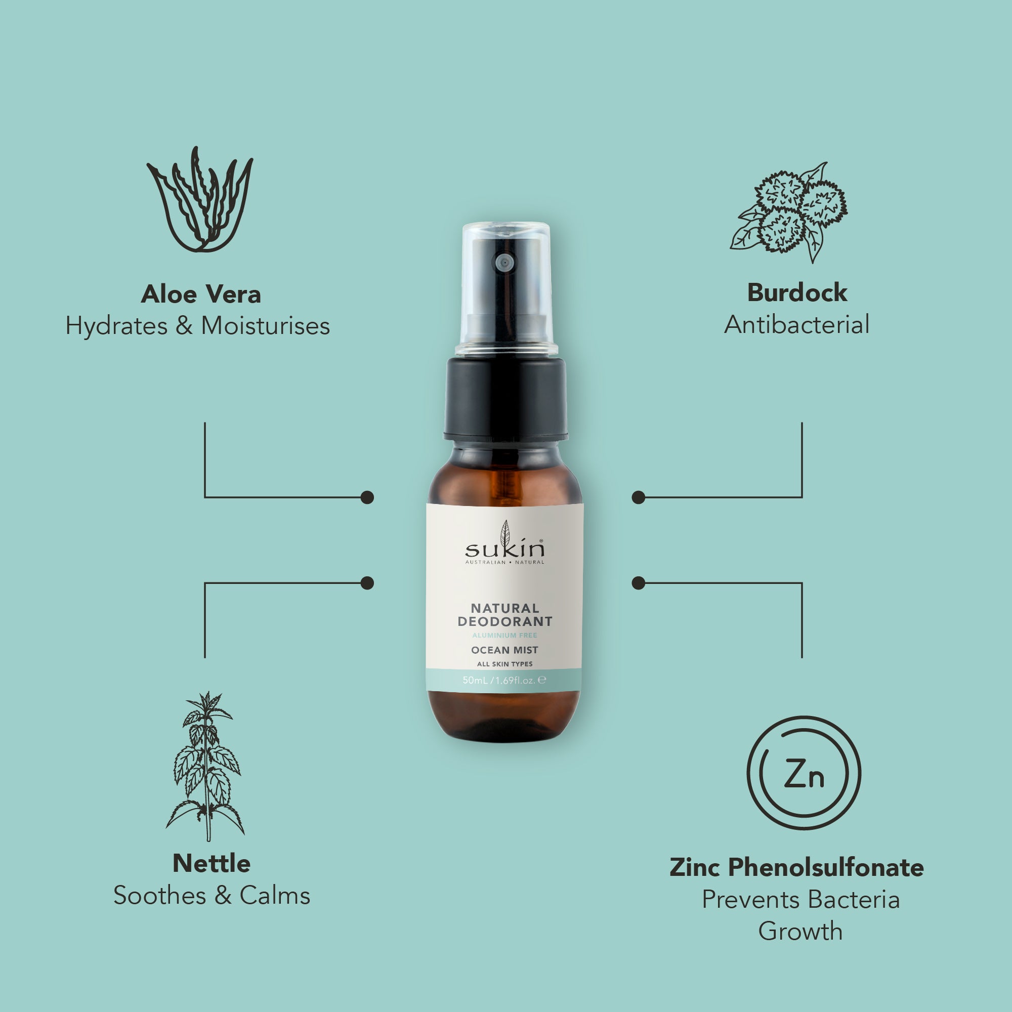 NATURAL DEODORANT OCEAN MIST | 50ML - TRAVEL SIZE