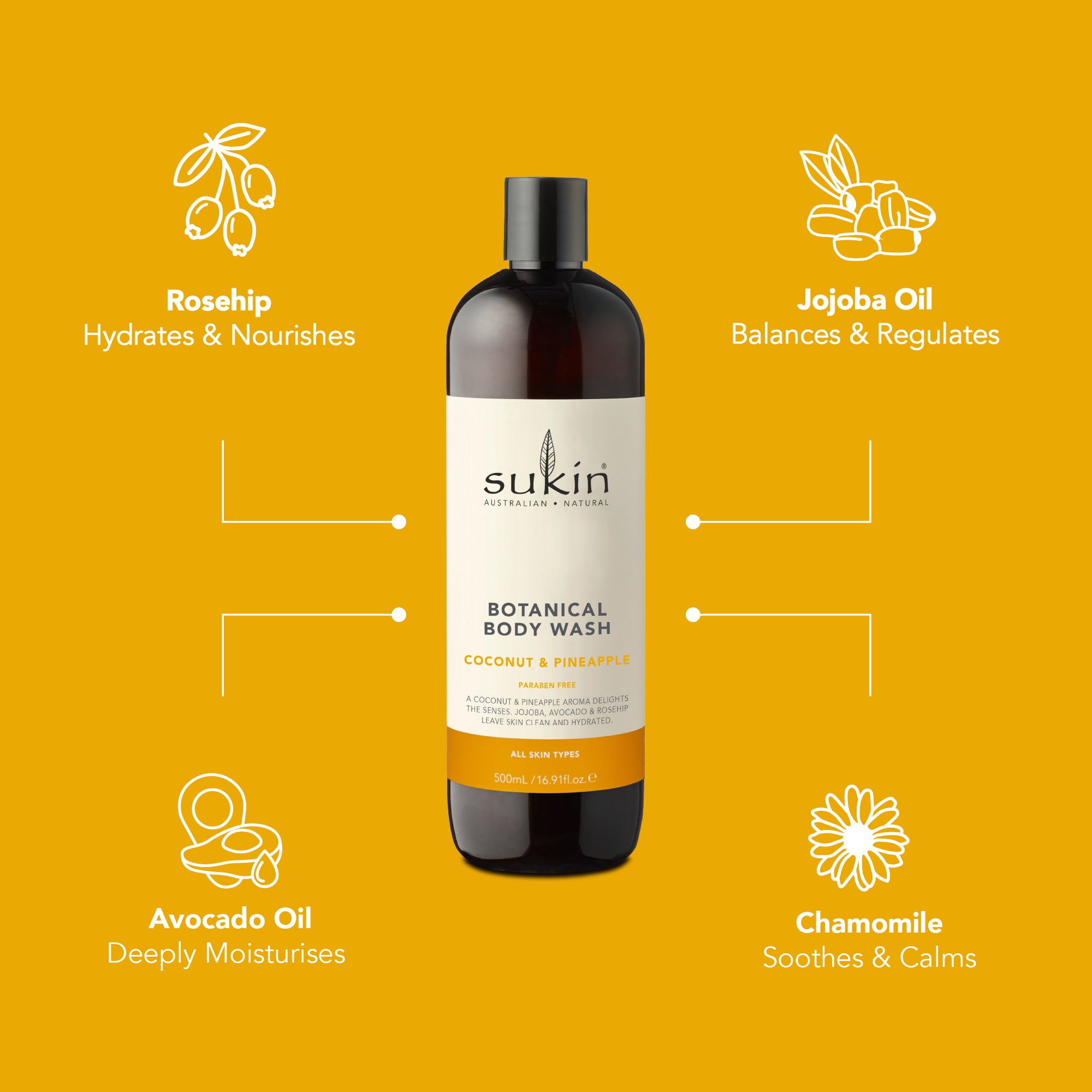 BOTANICAL BODY WASH | PINEAPPLE &amp; COCONUT | 500 mL