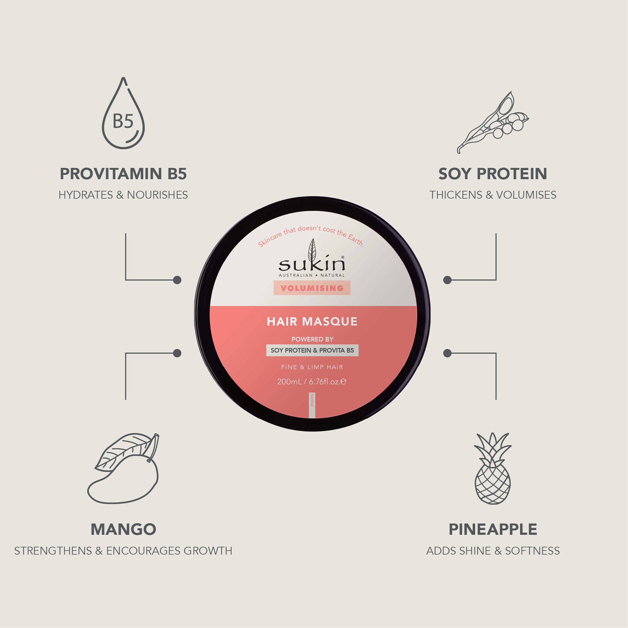 SUKIN VOLUMISING HAIR MASQUE | 200ML