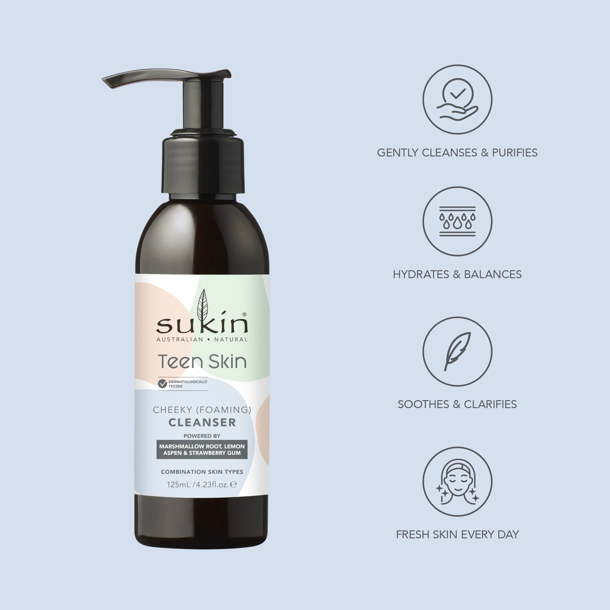 SUKIN TEEN SKIN CHEEKY FOAMING CLEANSER 125ML