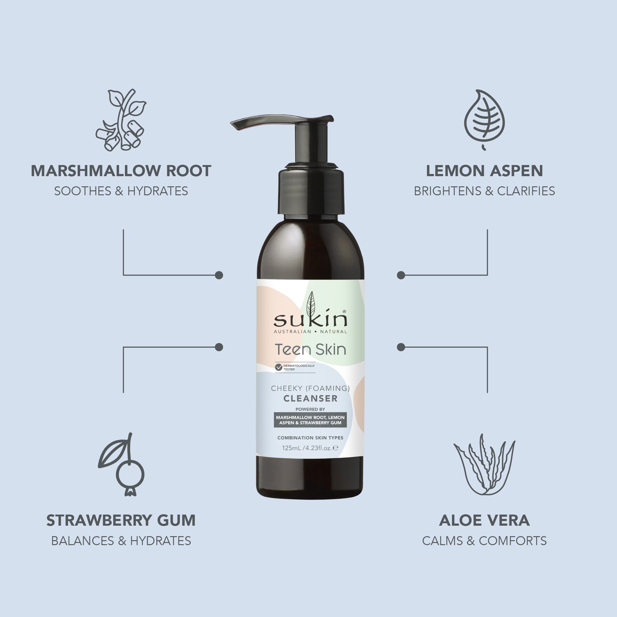 SUKIN TEEN SKIN CHEEKY FOAMING CLEANSER 125ML