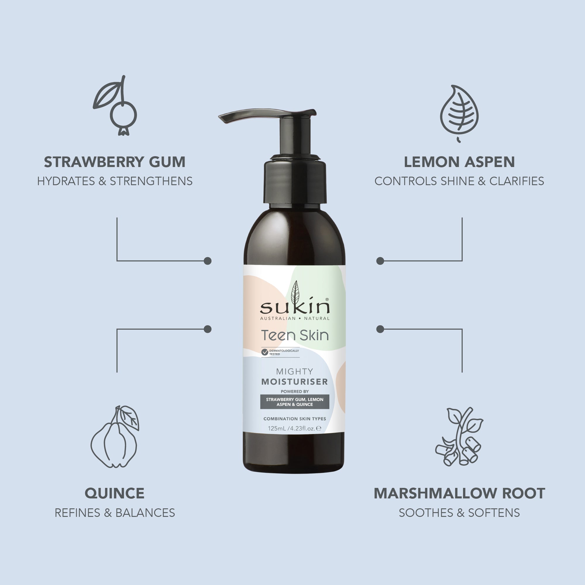 SUKIN TEEN SKIN MIGHTY MOISTURISER 125ML