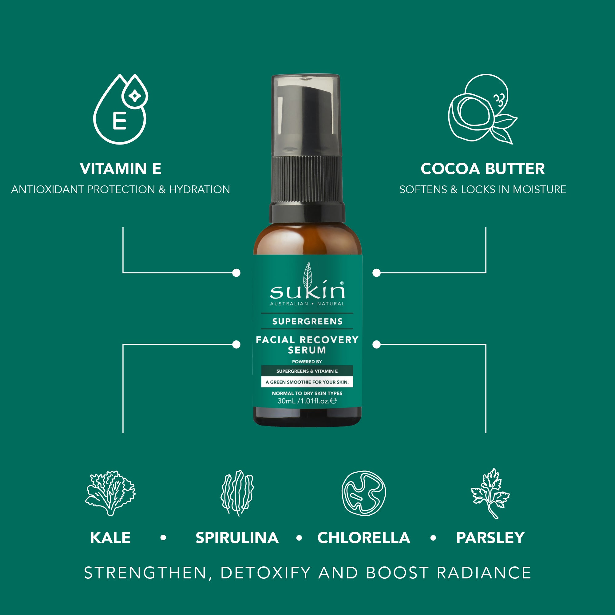 Super Greens Facial Recovery Serum 30mL